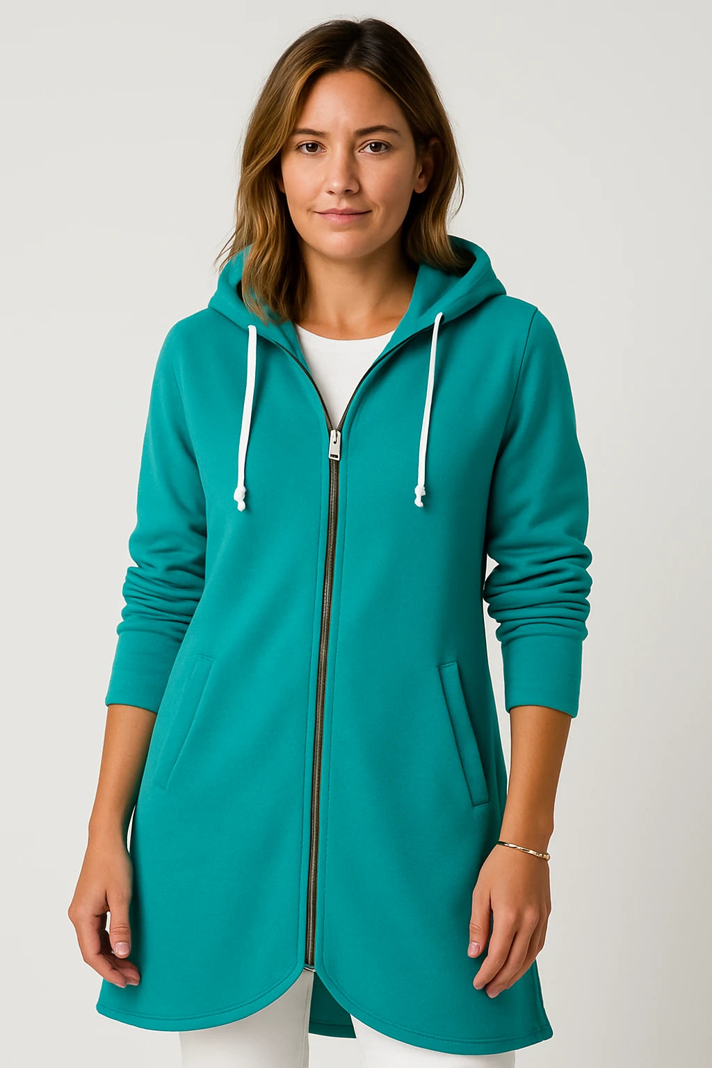 Women Autumn Casual Zip-Up Hoodie Coat with Relaxed Fit and Adjustable Hood - Image 9
