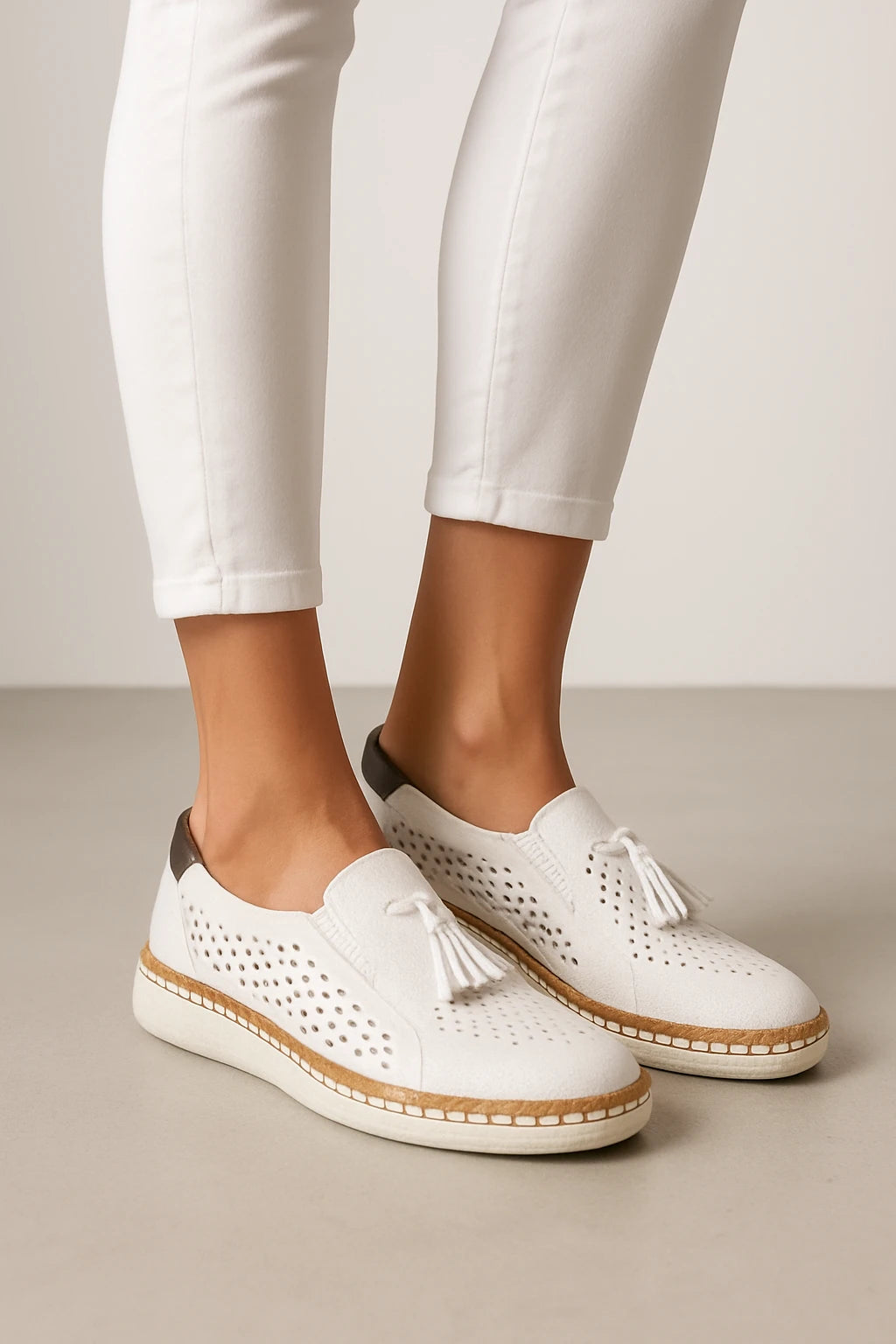 Perforated Lace-Up Casual Sneakers for Women