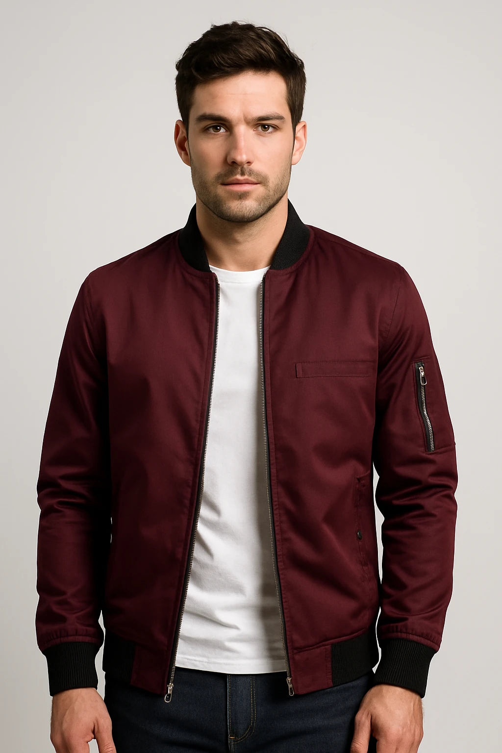 Men's Casual Bomber Jacket – Lightweight Zip-Up Outerwear