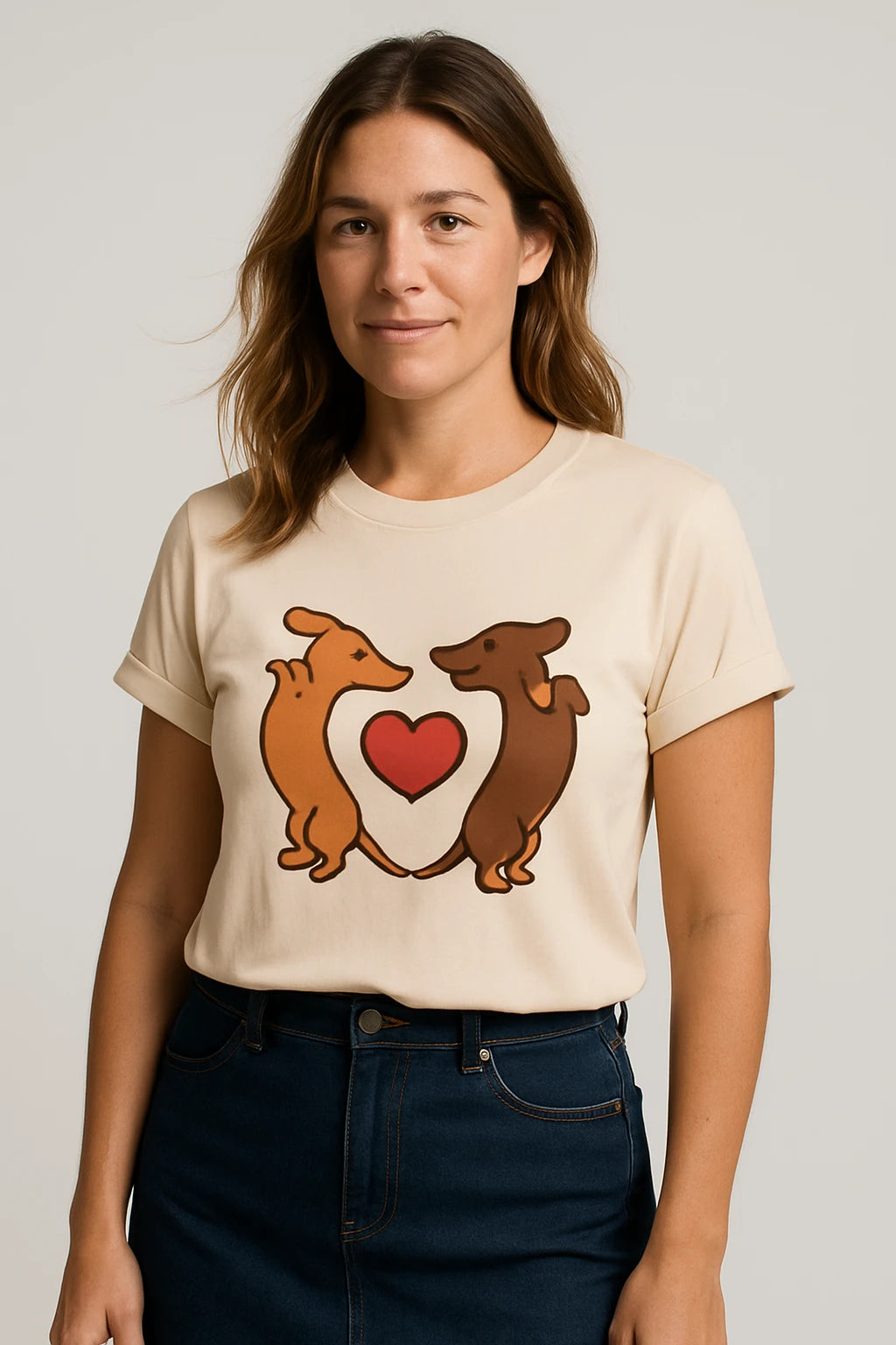 Women Casual Graphic T-Shirt for Dog Lovers – Relaxed Fit with Playful Dachshund Design - Image 8