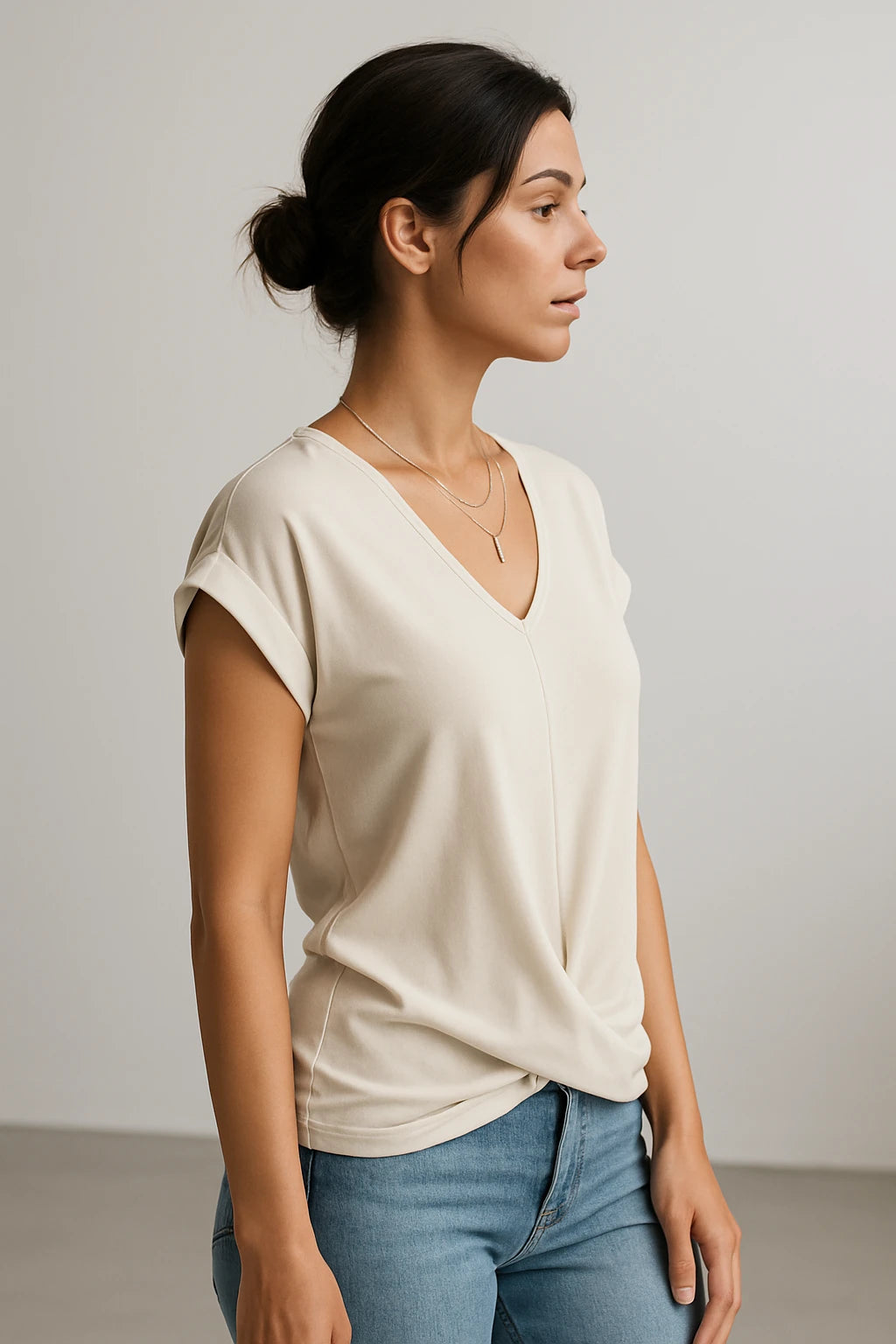 Women's V-Neck Slim Fit Top – Flattering Stretch Fabric