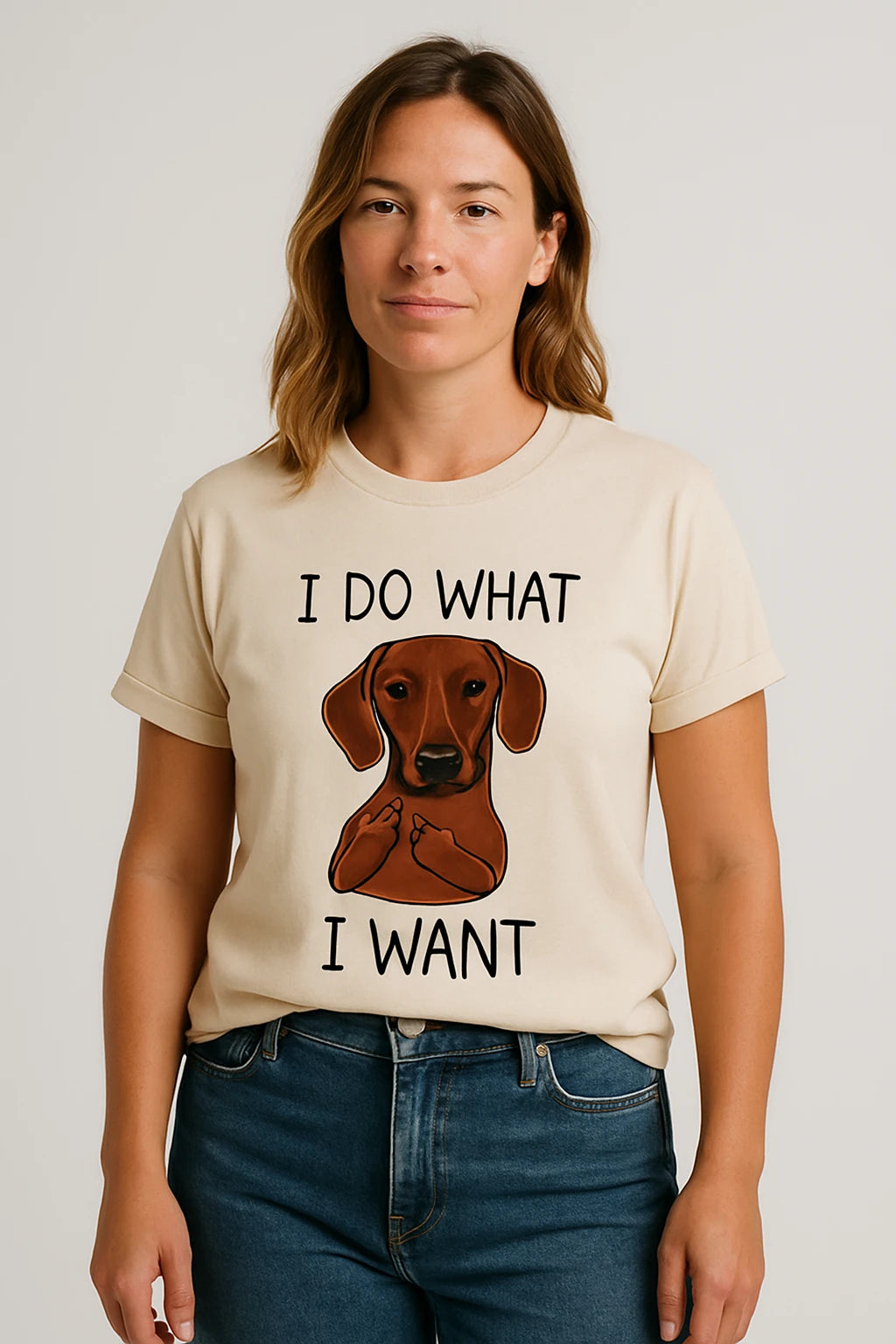 Women Casual Graphic T-Shirt for Dog Lovers – Relaxed Fit with Playful Dachshund Design - Image 5