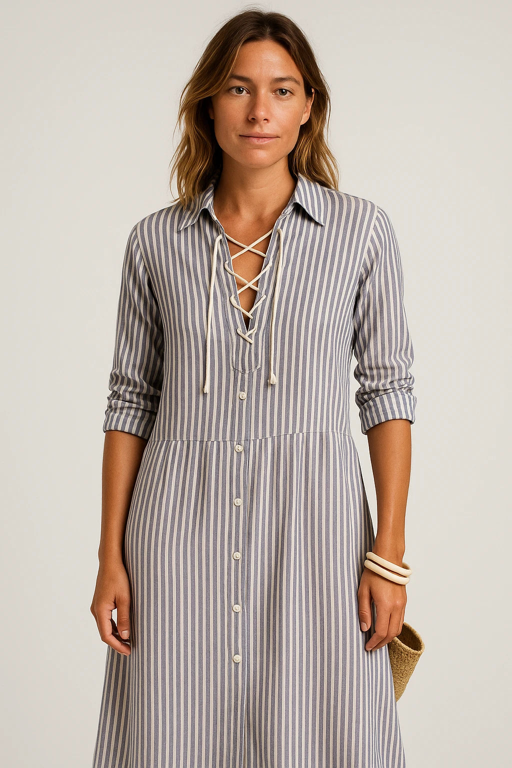 Womens Spring Shirt Dress with Elegant Striped Design and Comfortable Fit - Image 6