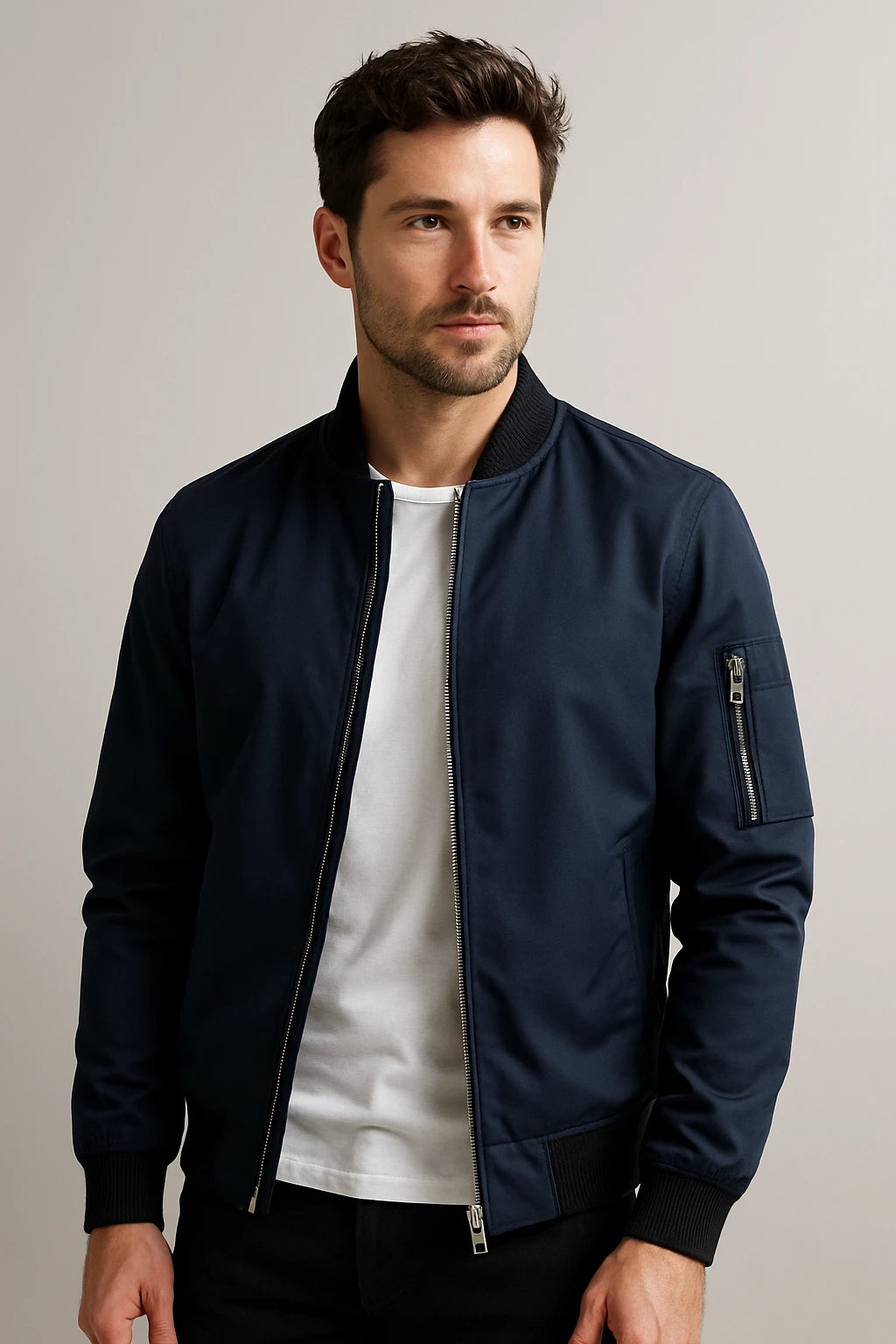 Men's Casual Bomber Jacket – Lightweight Zip-Up Outerwear