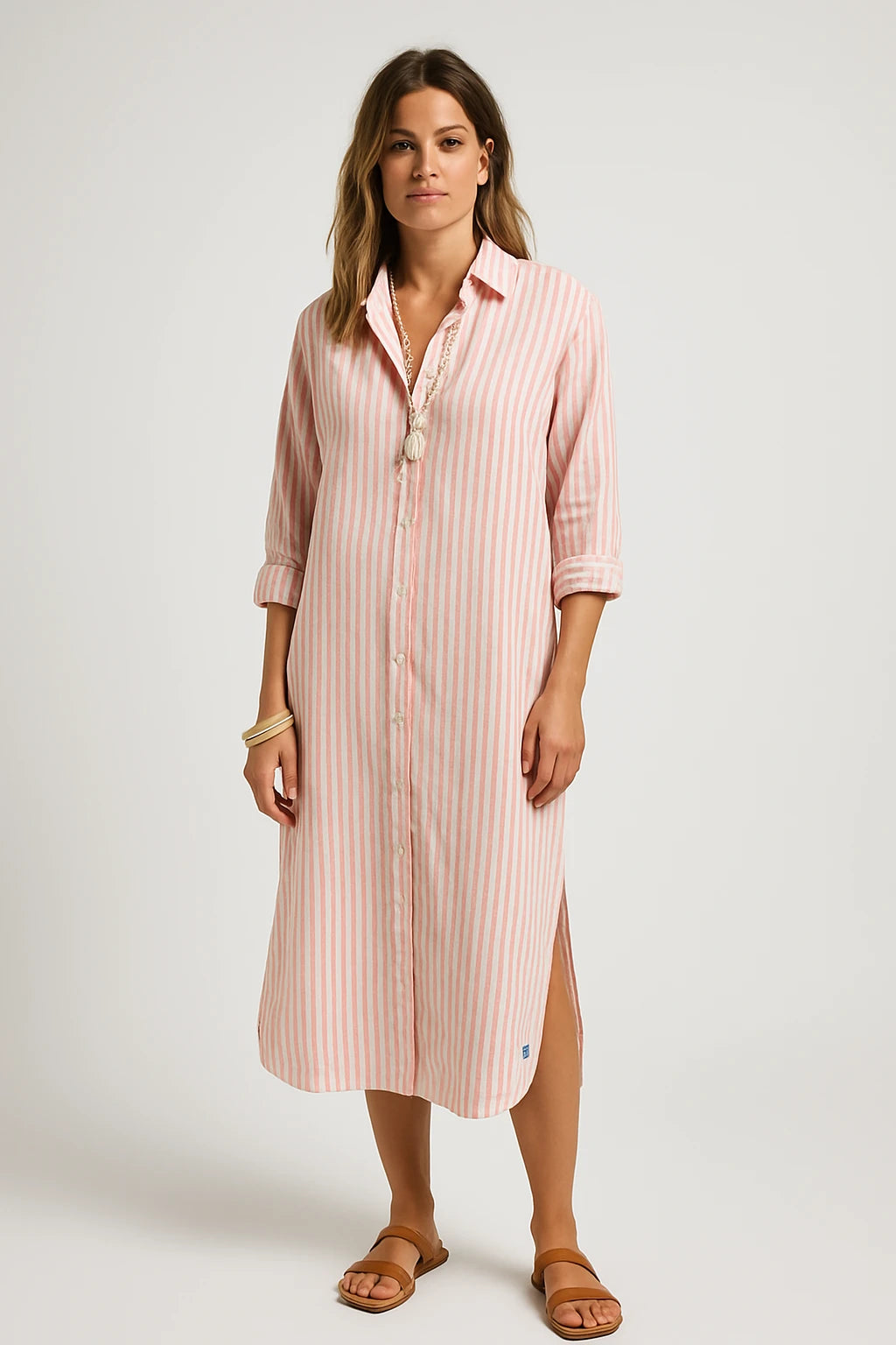 Womens Spring Shirt Dress with Elegant Striped Design and Comfortable Fit - Image 4
