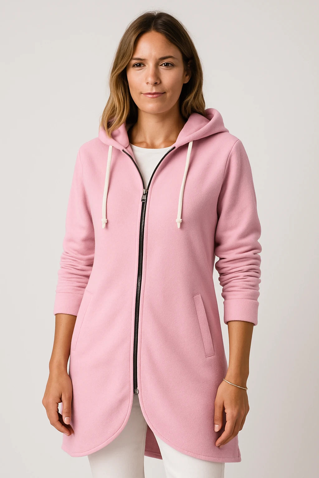 Women Autumn Casual Zip-Up Hoodie Coat with Relaxed Fit and Adjustable Hood - Image 1