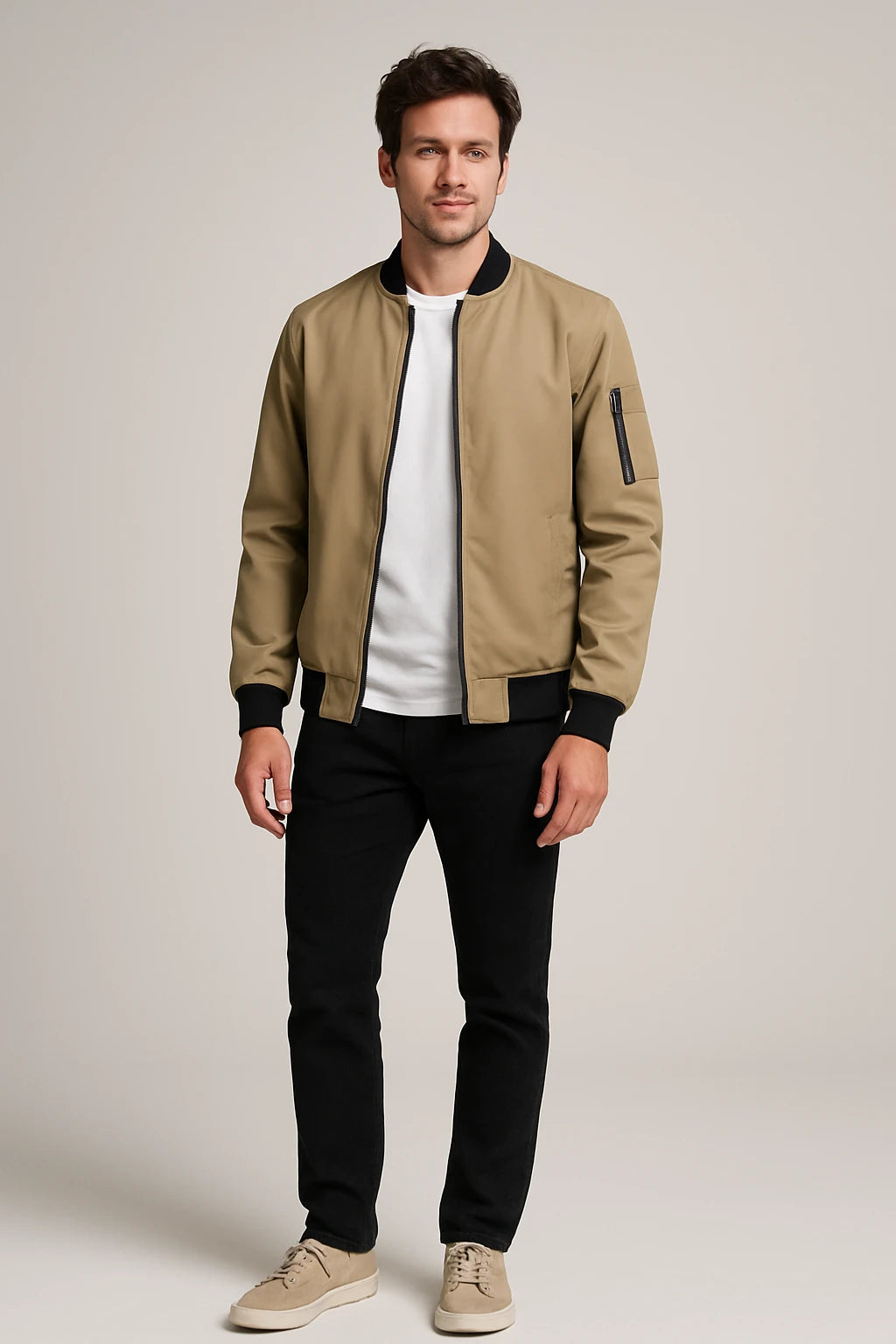 Men's Casual Bomber Jacket – Lightweight Zip-Up Outerwear