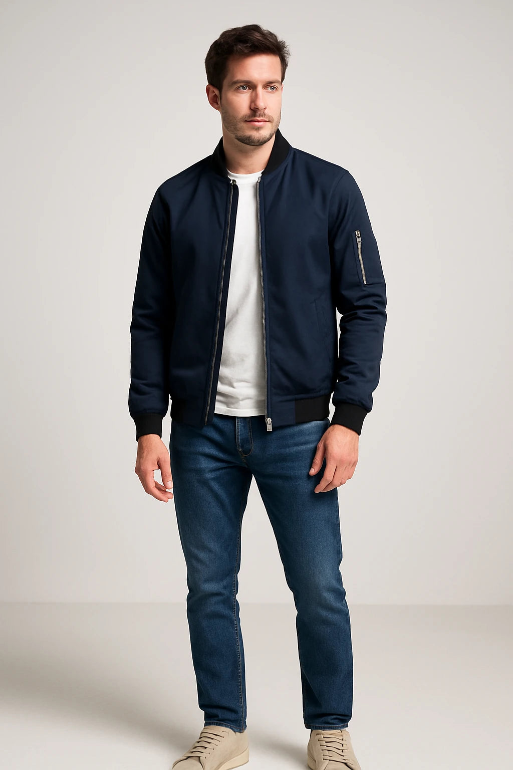 Men's Casual Bomber Jacket – Lightweight Zip-Up Outerwear