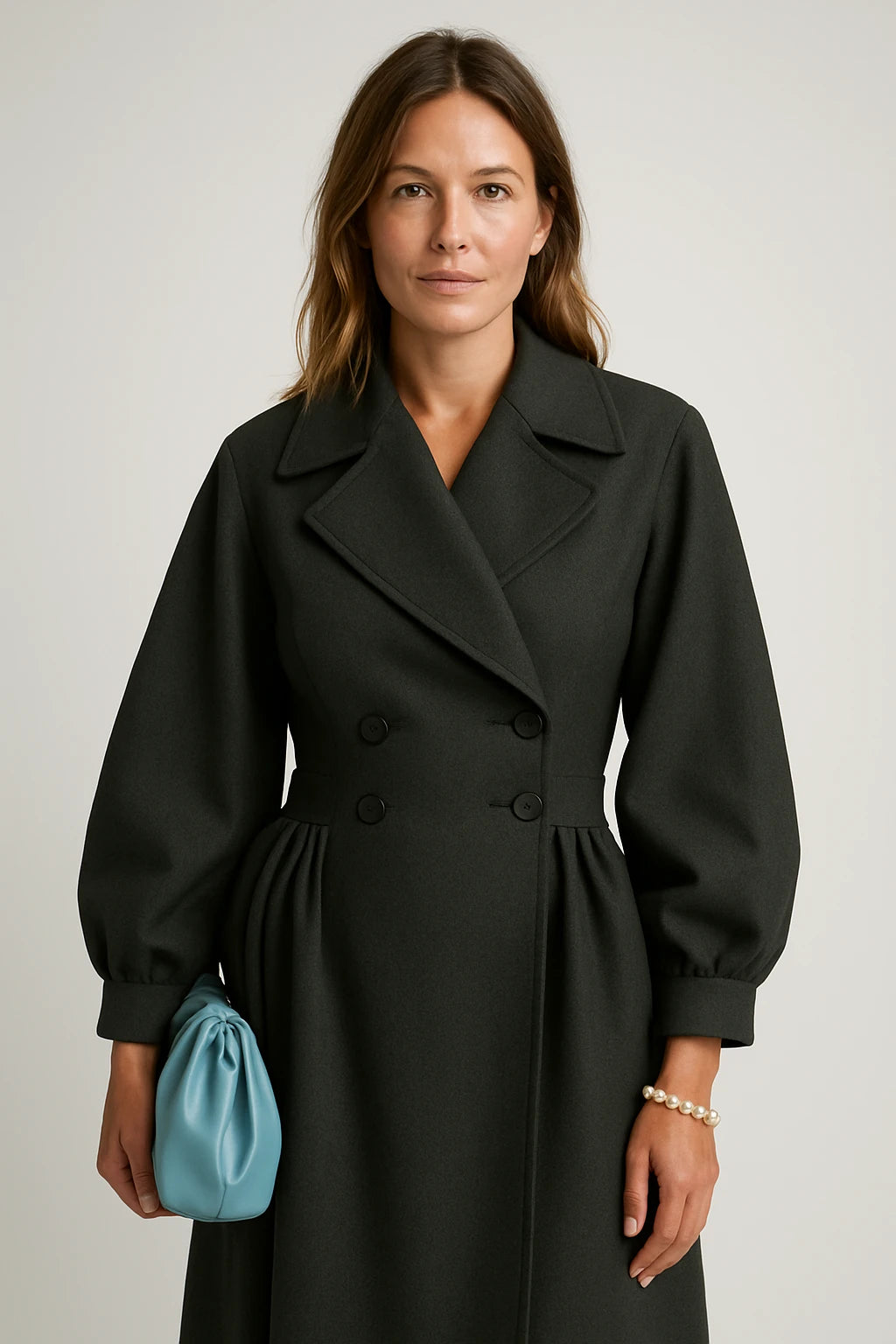Women Autumn Elegant Belted Dress Coat with Tailored Fit and Oversized Lapel - Image 7