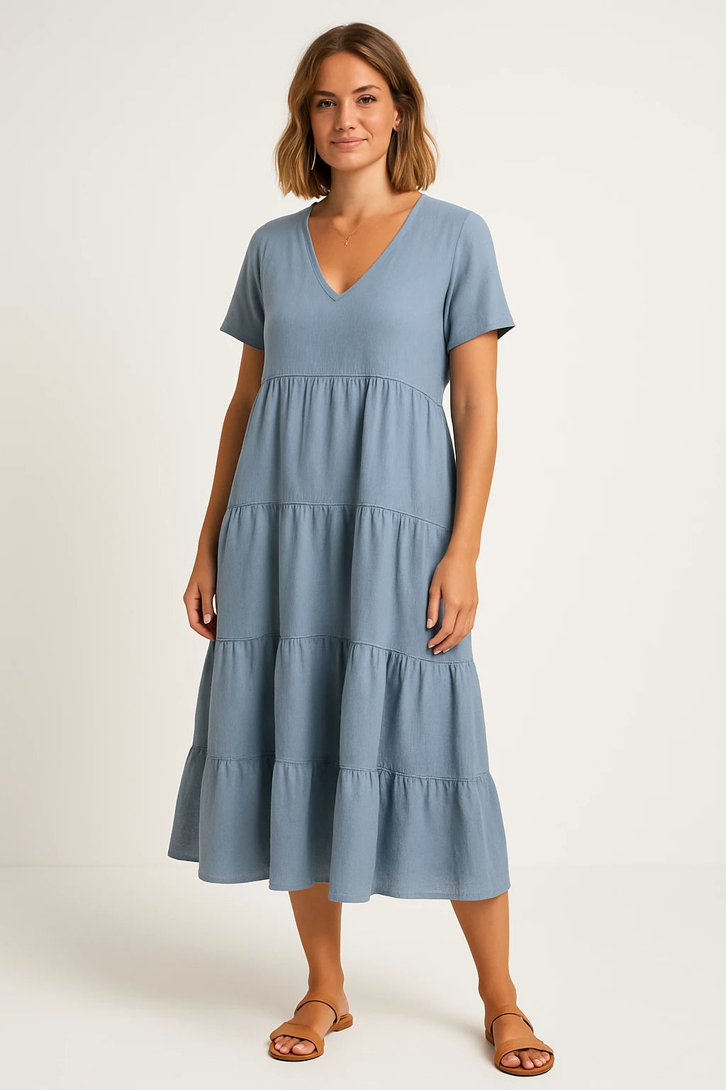 Womens Summer Dress with Loose Fit – Elegant A-Line Style and Chic Pleats - Image 2