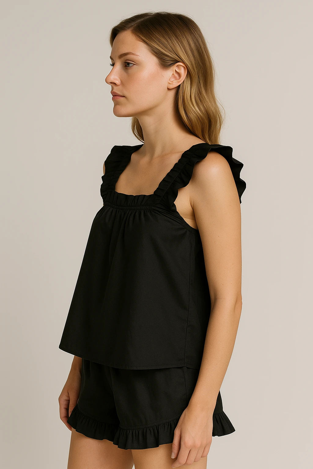 Ruffled Sleeveless Lounge Set for Women
