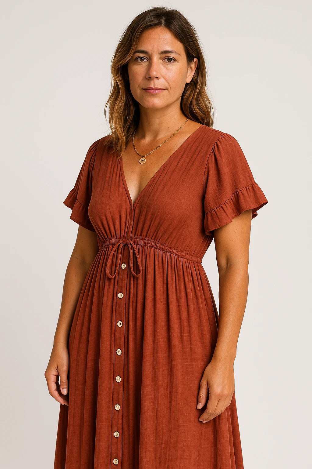 Ladies Evening Dress – Deep V-Neck Style – Open Back Design – Elegant and Comfortable Fit - Image 1