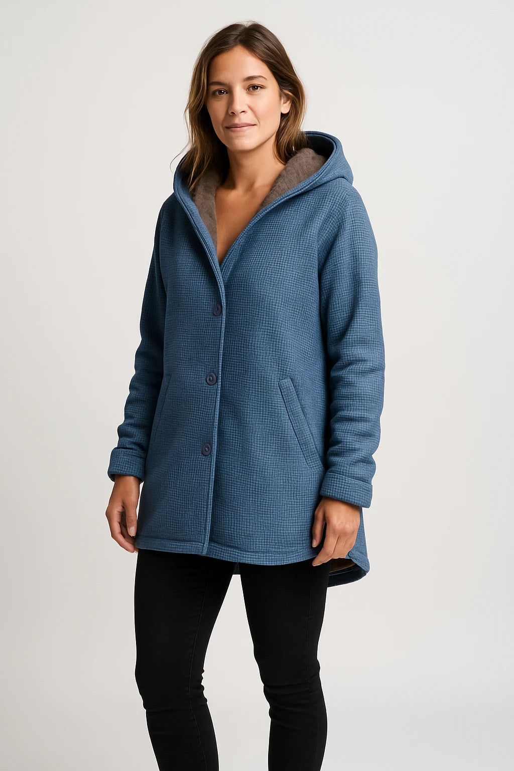 Womens Winter Hooded Coat with Relaxed Fit and Fleece-Lined Comfort - Image 4