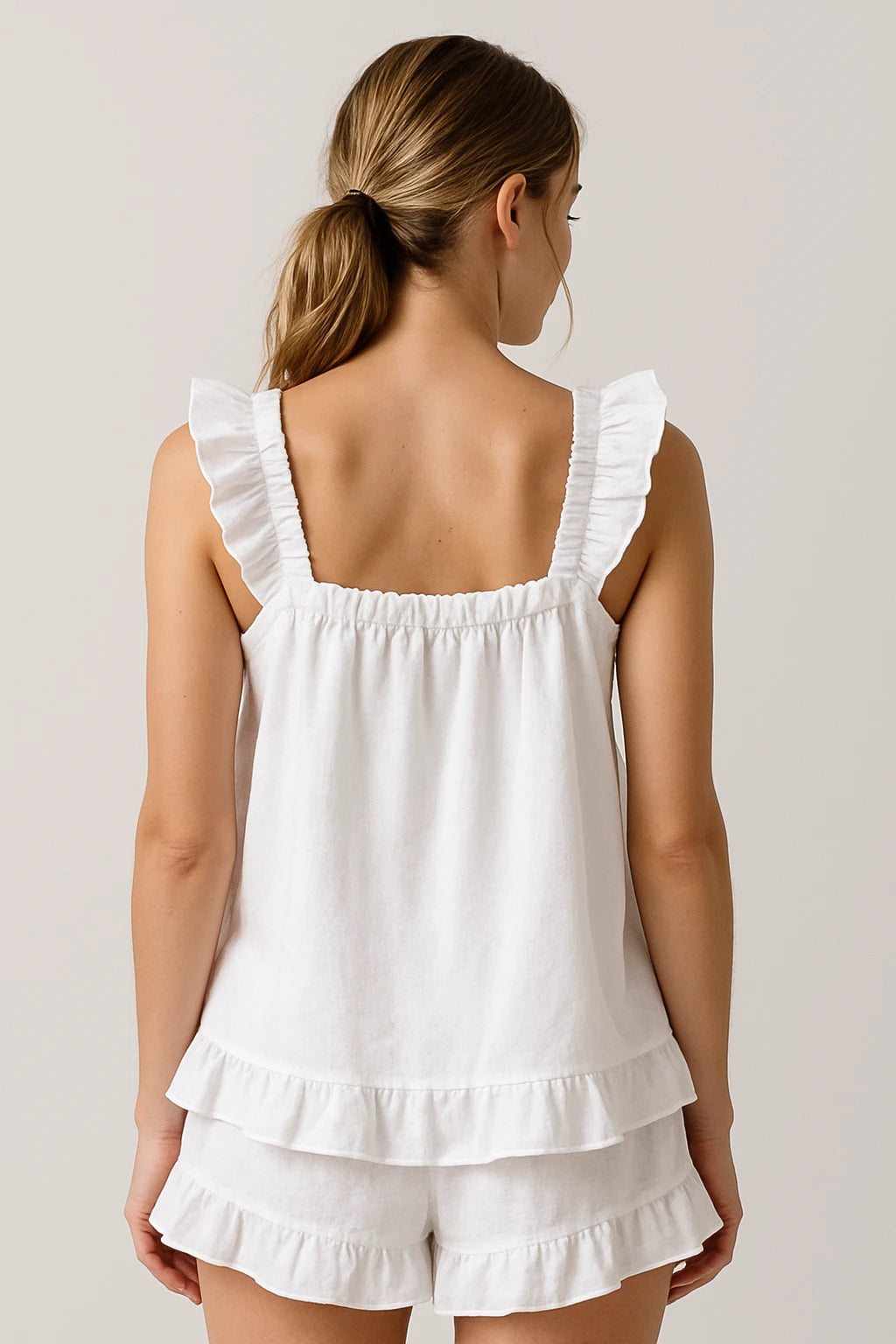 Ruffled Sleeveless Lounge Set for Women