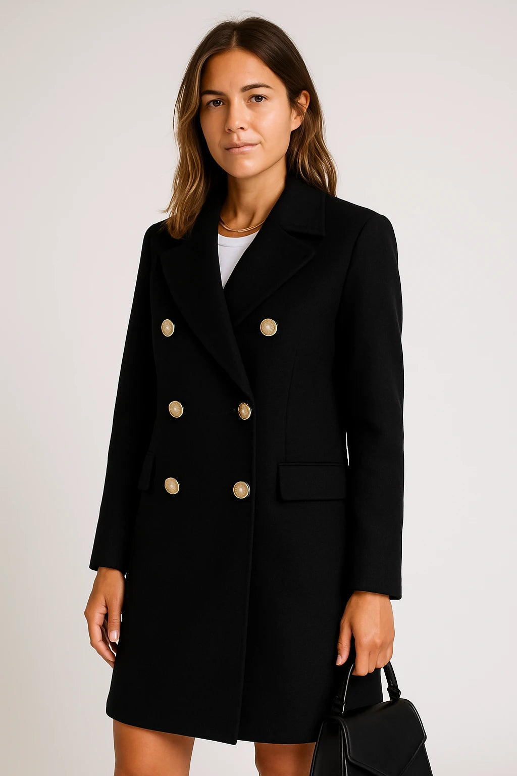Women Winter Classic Double-Breasted Coat with Tailored Fit and Functional Side Pockets - Image 7
