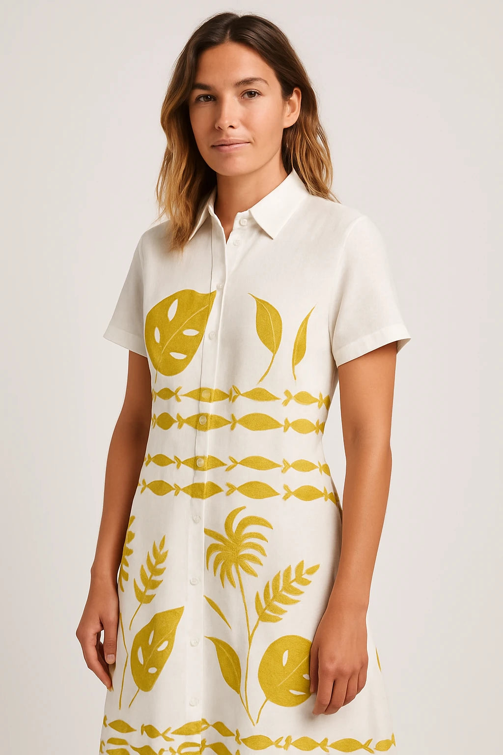 Women's Summer Shirt Dress with Relaxed Fit and Button-Down Front - Image 1