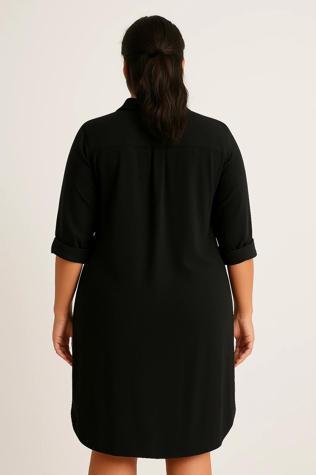 Button-Up Shirt Dress with Patch Pockets for Women