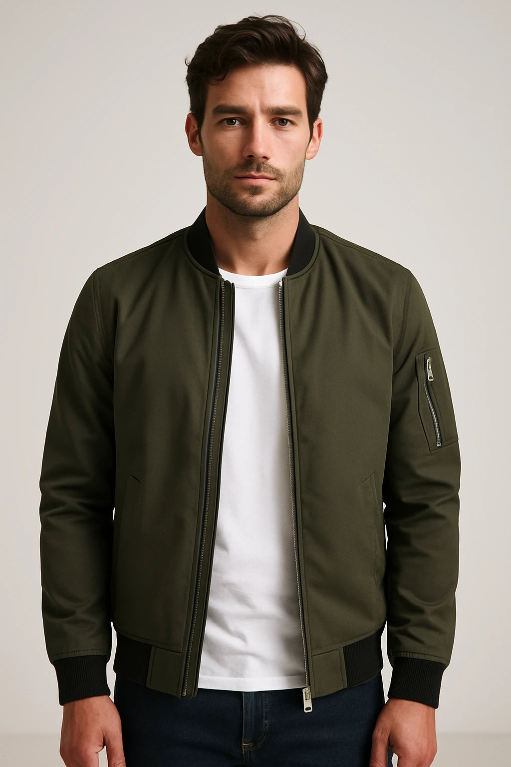Men's Casual Bomber Jacket – Lightweight Zip-Up Outerwear