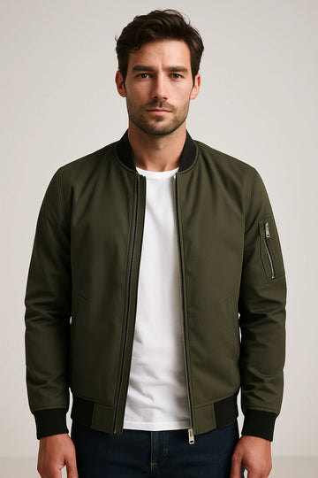 Men's Casual Bomber Jacket – Lightweight Zip-Up Outerwear