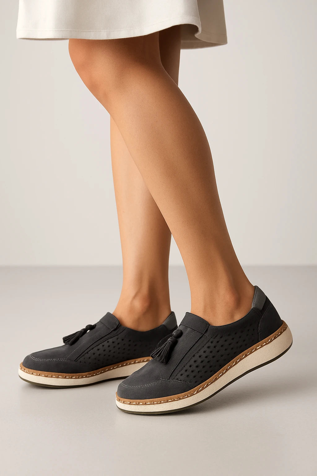 Perforated Lace-Up Casual Sneakers for Women