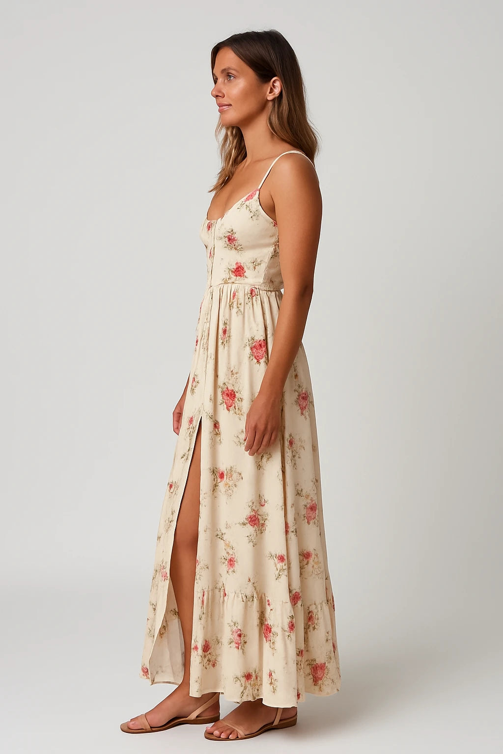 Womens Year-Round Floral Dress with Comfortable Fit and Adjustable Straps - Image 1