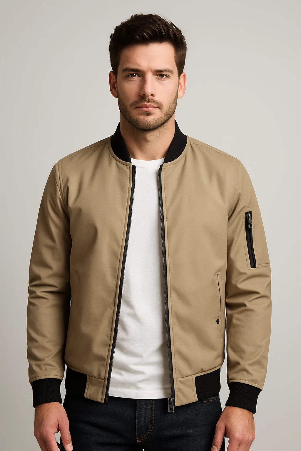 Men's Casual Bomber Jacket – Lightweight Zip-Up Outerwear