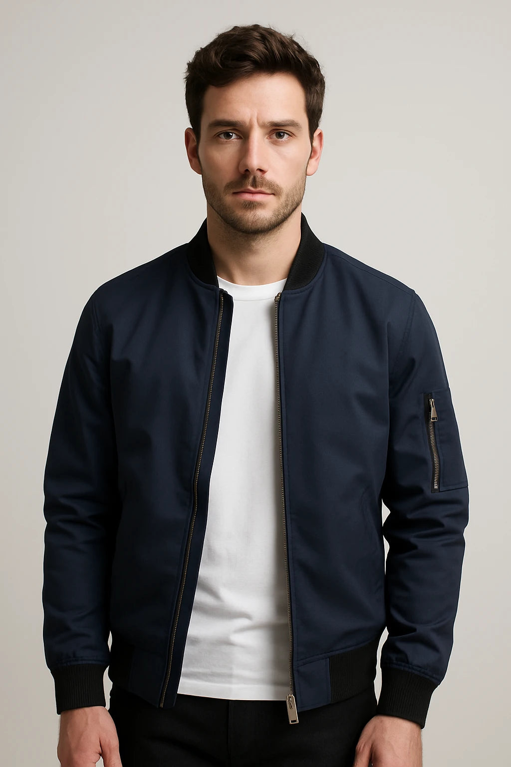 Men's Casual Bomber Jacket – Lightweight Zip-Up Outerwear