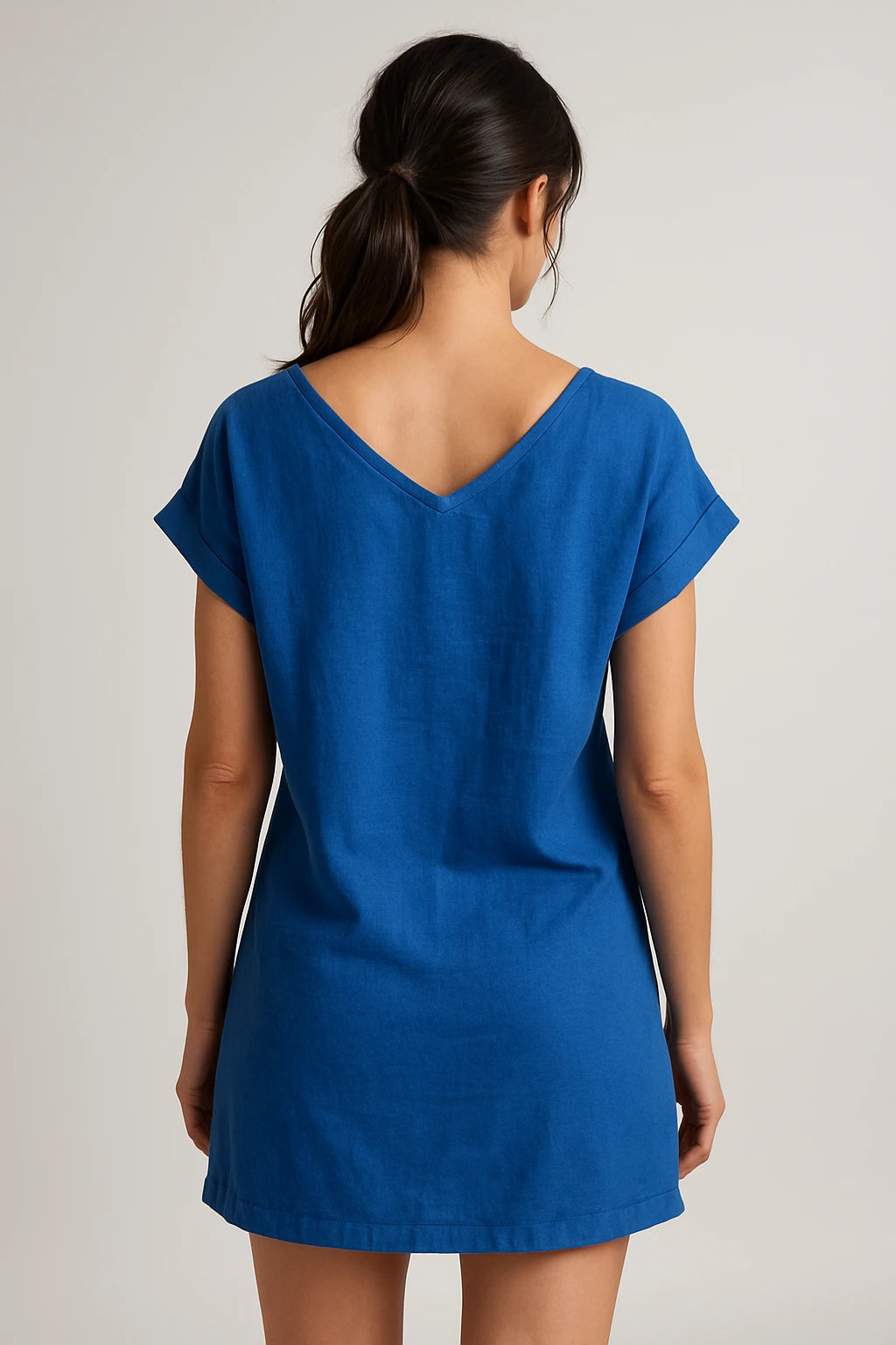 Short Sleeve V-Neck Linen Dress for Women