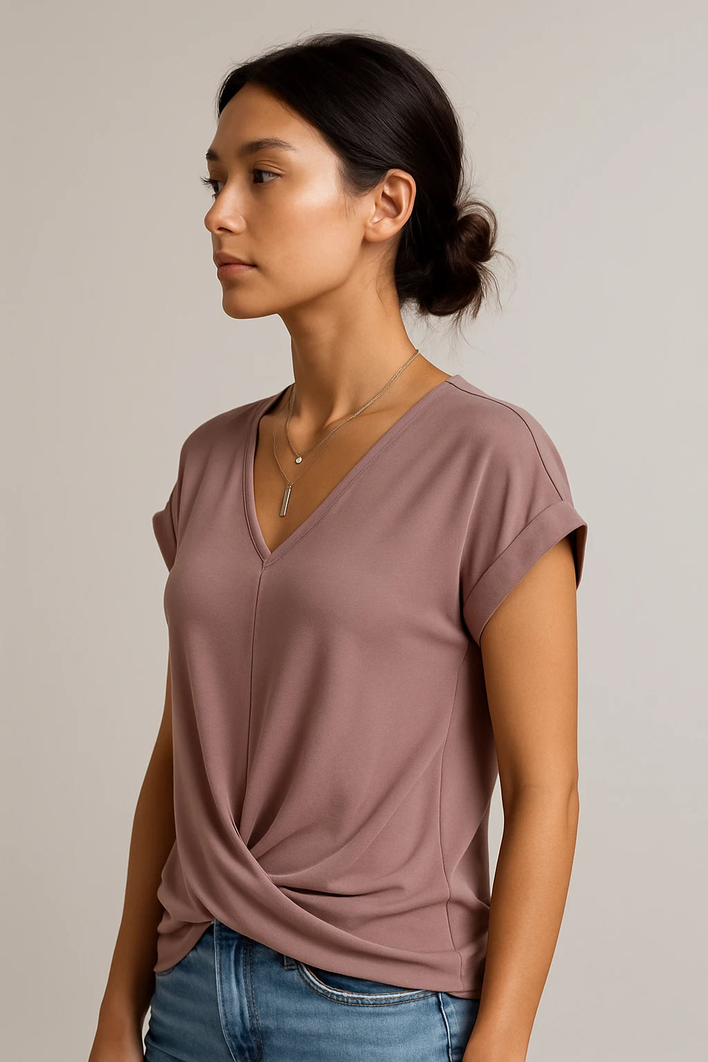 Women's V-Neck Slim Fit Top – Flattering Stretch Fabric