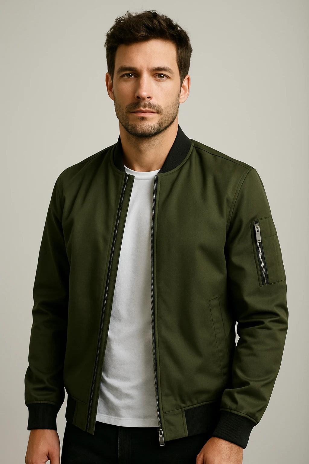 Men's Casual Bomber Jacket – Lightweight Zip-Up Outerwear