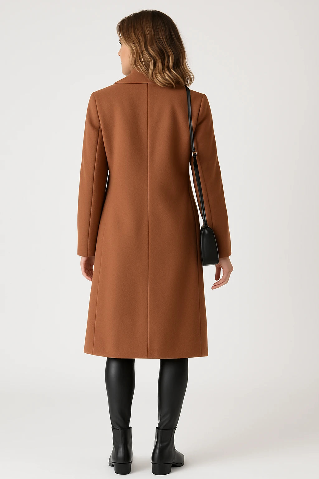 Women Winter Elegant Double-Breasted Coat with Structured Fit and Functional Pockets - Image 3