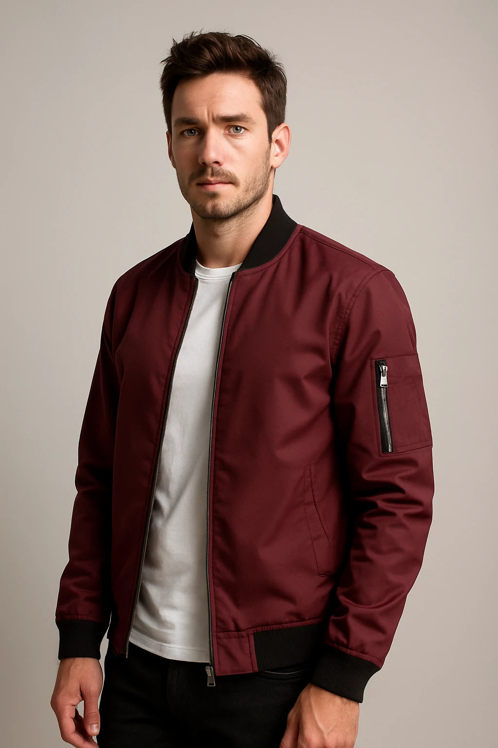 Men's Casual Bomber Jacket – Lightweight Zip-Up Outerwear