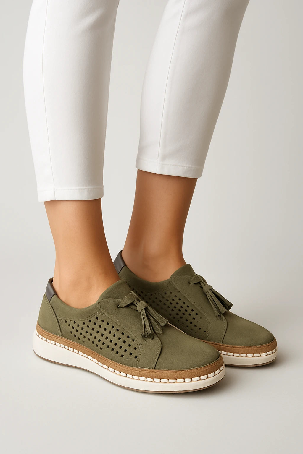 Perforated Lace-Up Casual Sneakers for Women