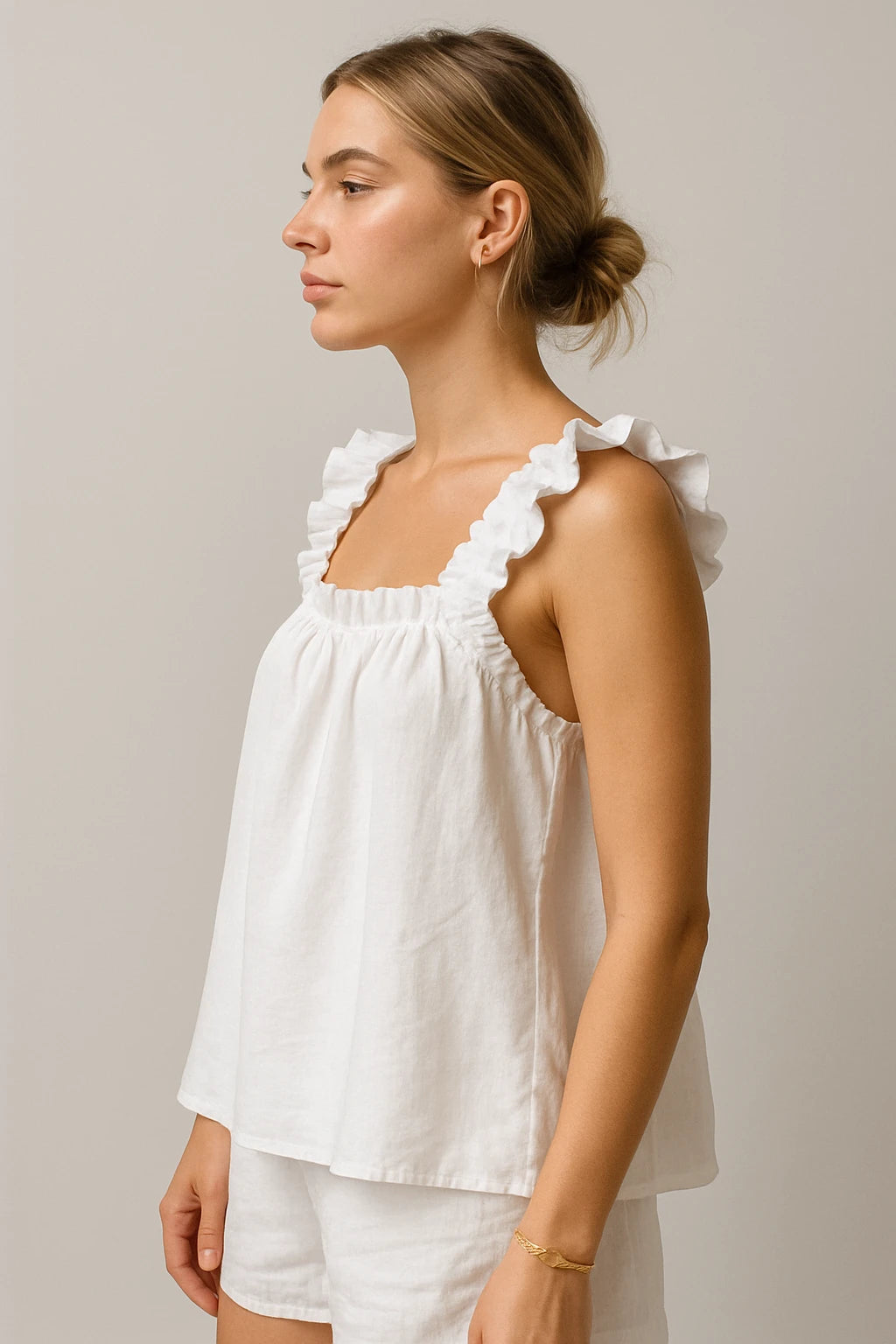 Ruffled Sleeveless Lounge Set for Women