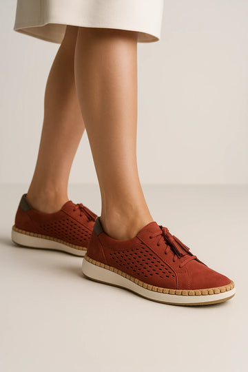 Perforated Lace-Up Casual Sneakers for Women