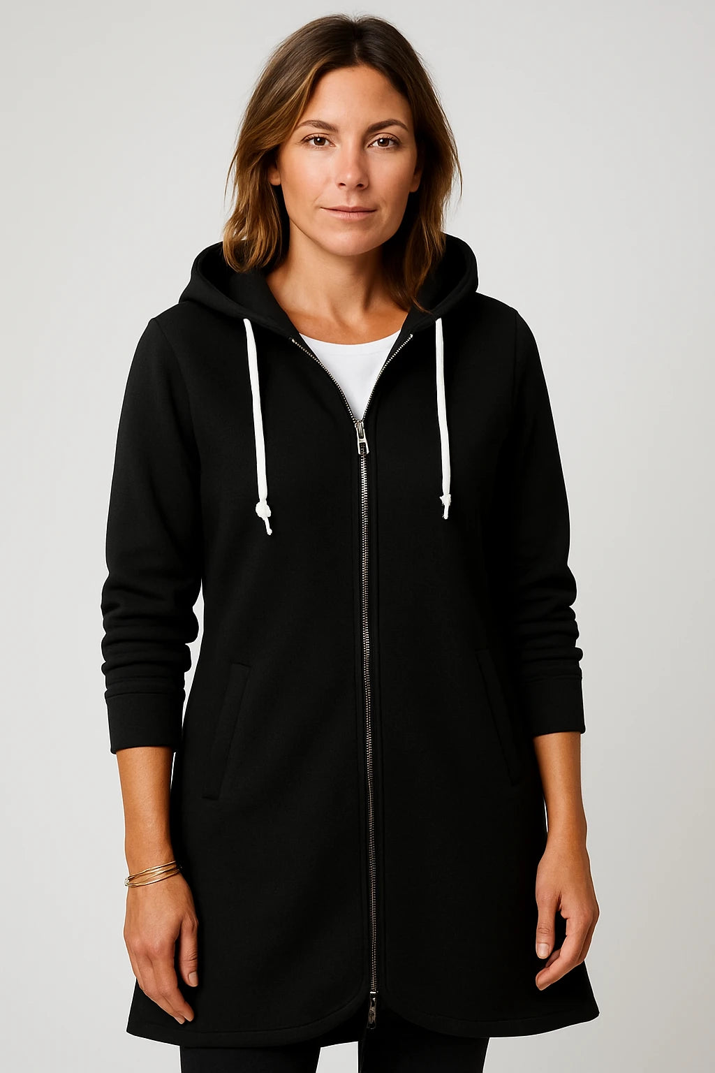 Women Autumn Casual Zip-Up Hoodie Coat with Relaxed Fit and Adjustable Hood - Image 8