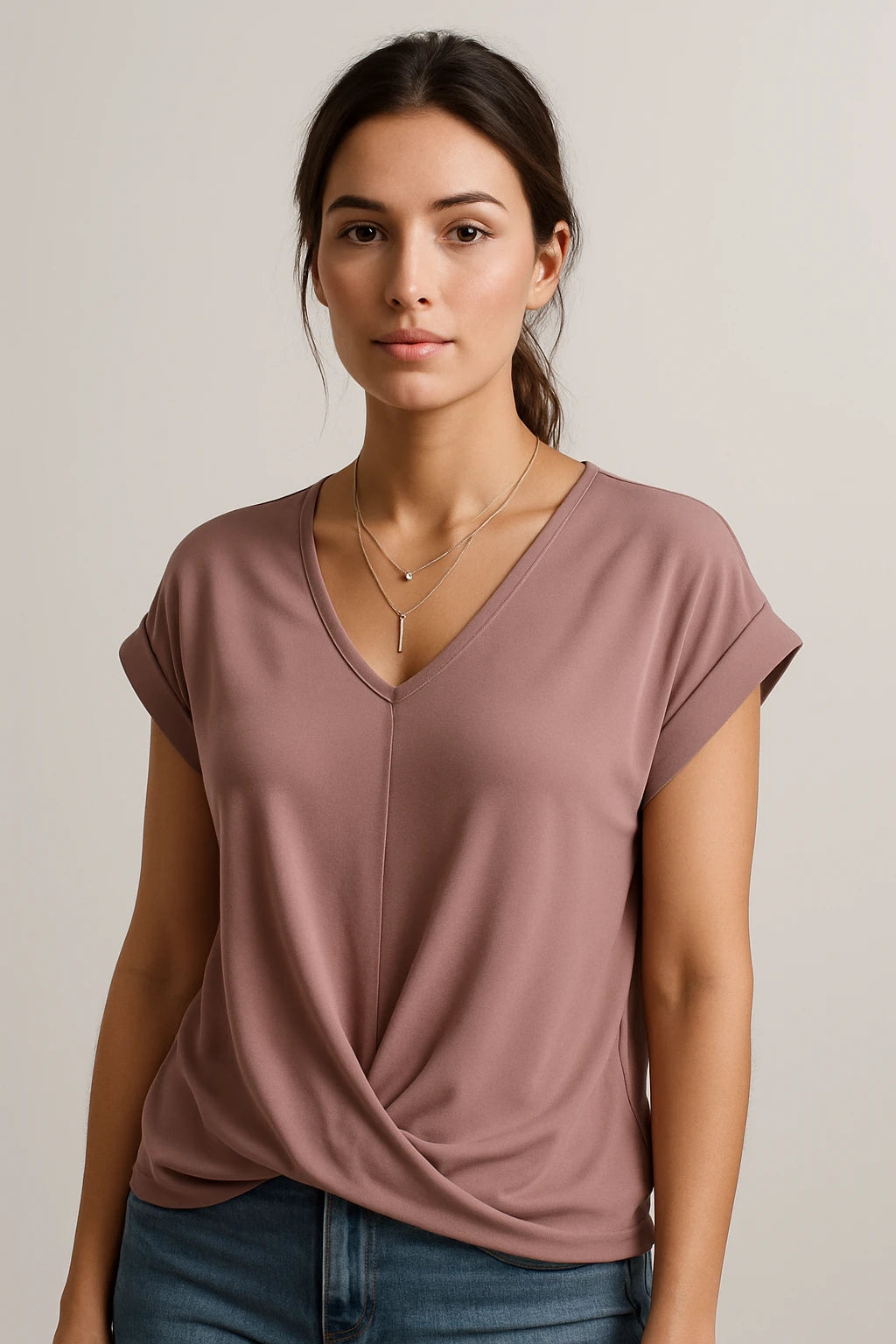 Women's V-Neck Slim Fit Top – Flattering Stretch Fabric