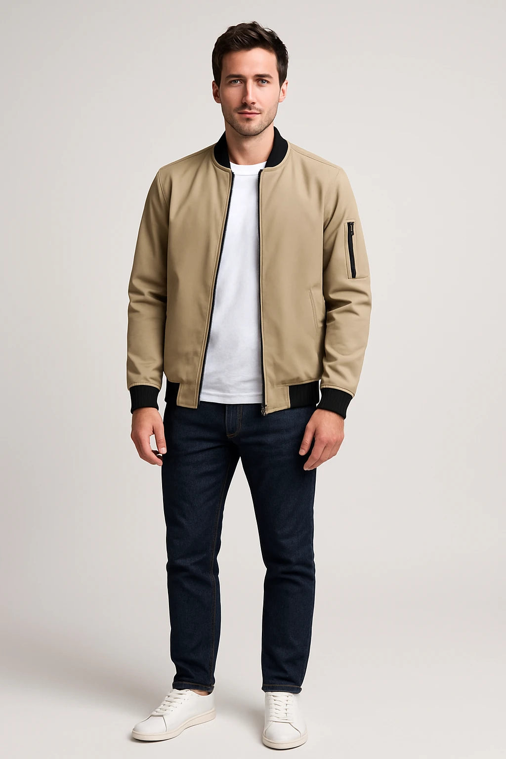 Men's Casual Bomber Jacket – Lightweight Zip-Up Outerwear
