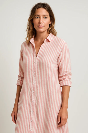 Womens Spring Shirt Dress with Elegant Striped Design and Comfortable Fit - Image 1