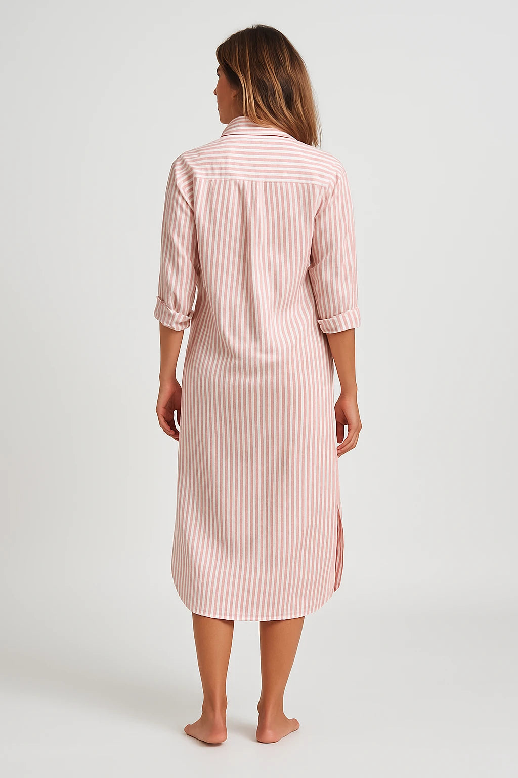 Womens Spring Shirt Dress with Elegant Striped Design and Comfortable Fit - Image 3