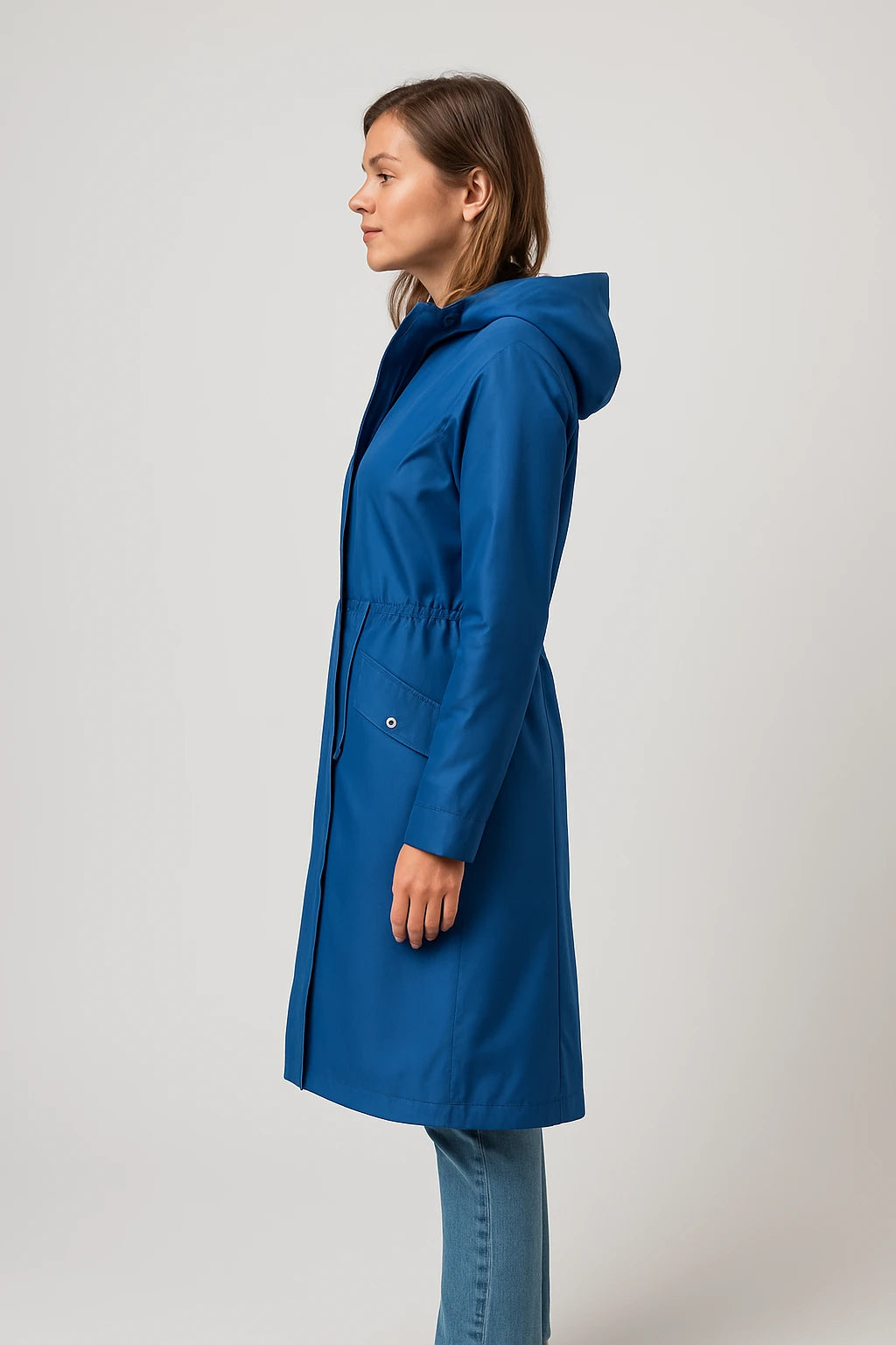 Women Autumn Utility Hooded Coat with Adjustable Drawstring Waist and Detachable Hood - Image 1