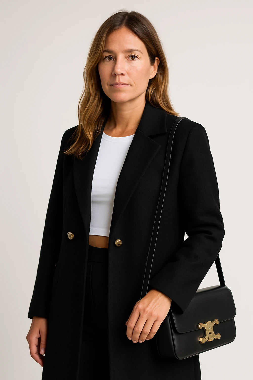 Women Winter Long Coat with Tailored Fit and Double-Breasted Button Closure - Image 10