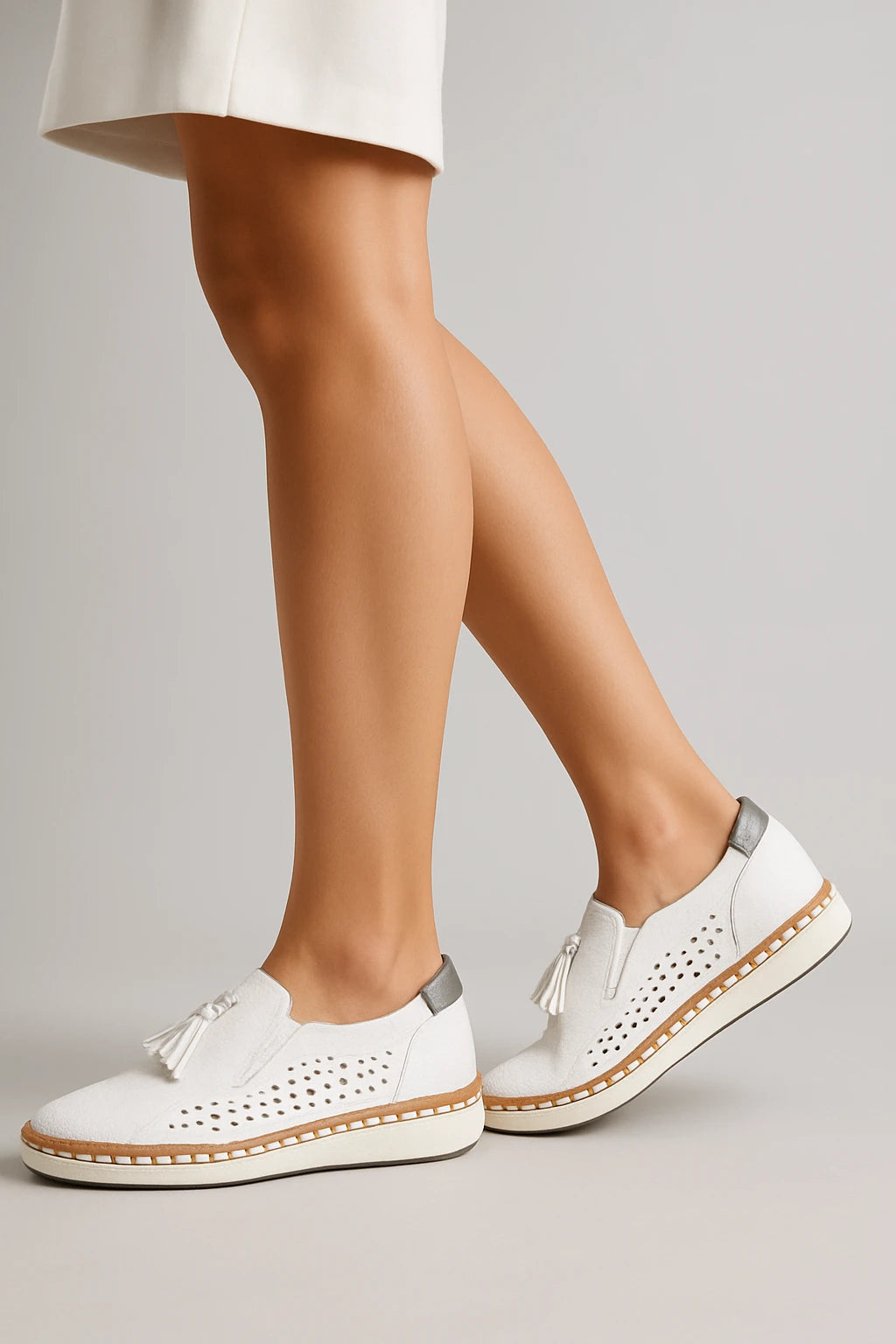 Perforated Lace-Up Casual Sneakers for Women