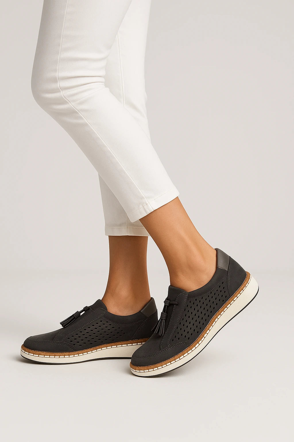 Perforated Lace-Up Casual Sneakers for Women