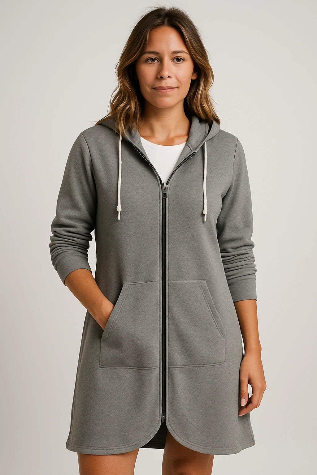 Women Autumn Casual Zip-Up Hoodie Coat with Relaxed Fit and Adjustable Hood - Image 6