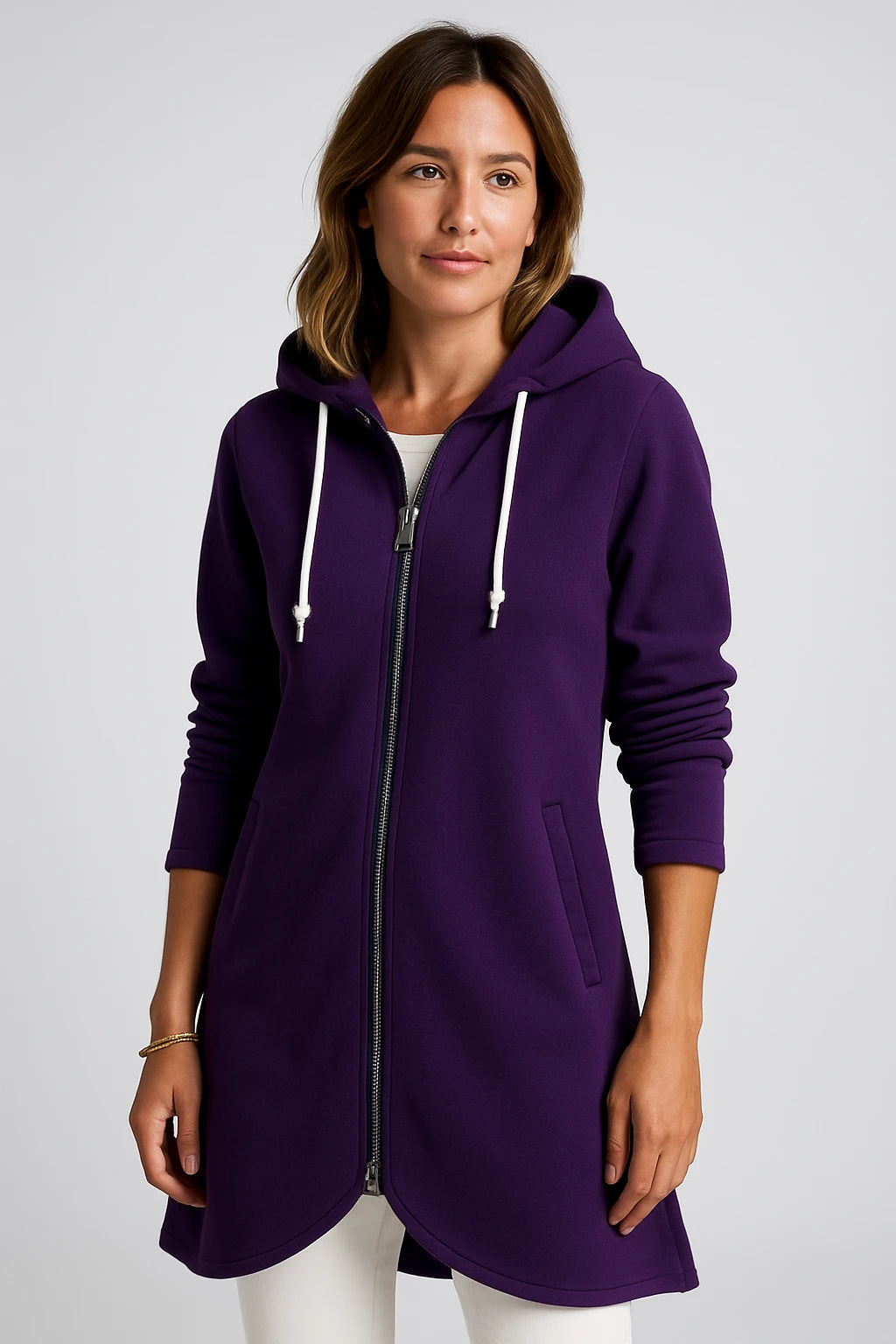 Women Autumn Casual Zip-Up Hoodie Coat with Relaxed Fit and Adjustable Hood - Image 5