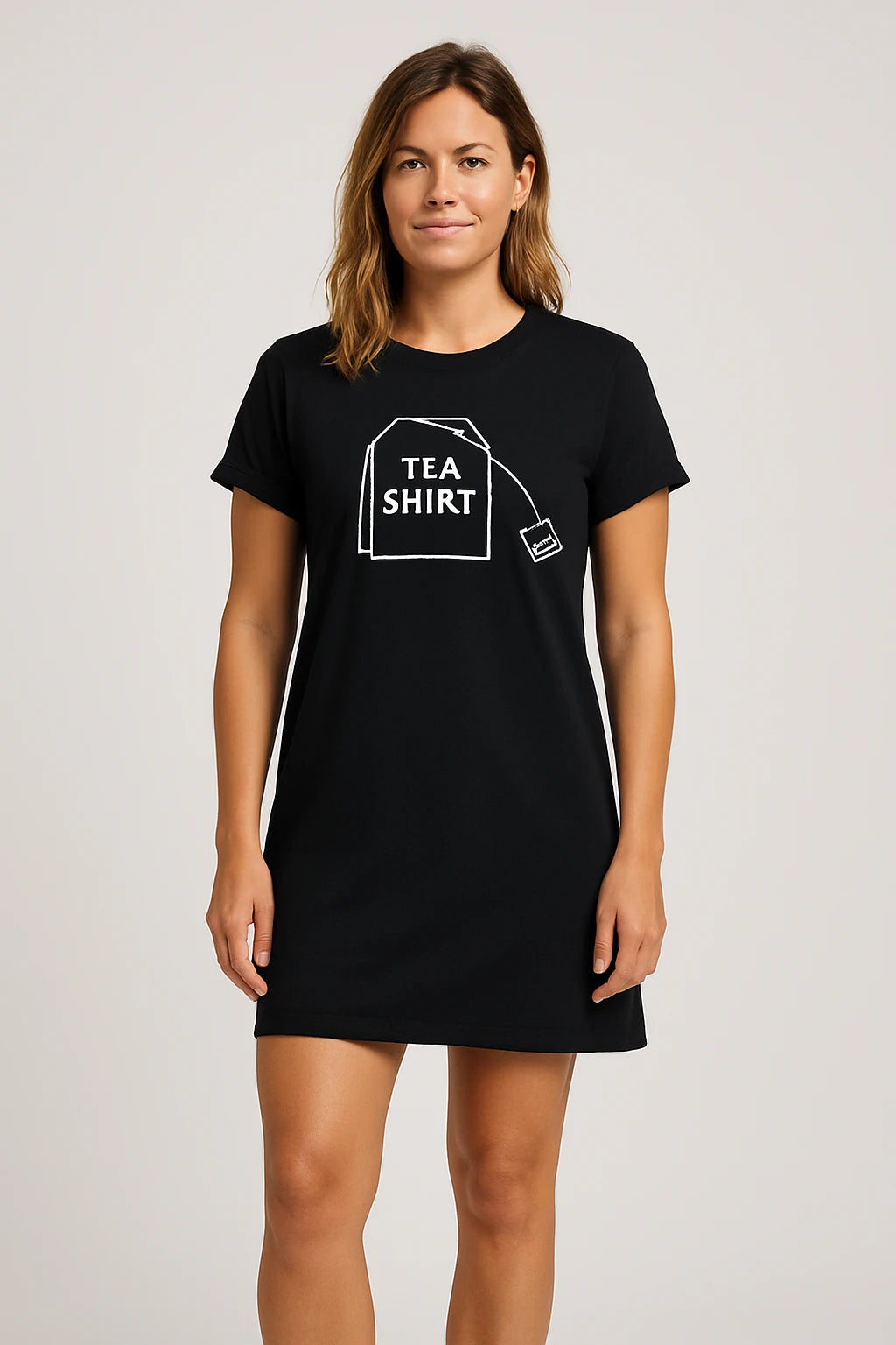 Women Casual T-Shirt with Relaxed Fit – Playful Tea Graphic Design for Everyday Wear - Image 4