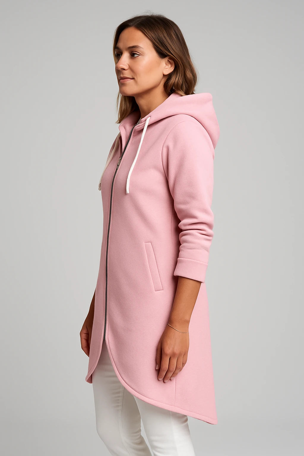 Women Autumn Casual Zip-Up Hoodie Coat with Relaxed Fit and Adjustable Hood - Image 1
