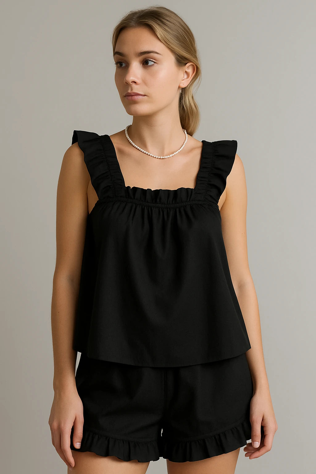 Ruffled Sleeveless Lounge Set for Women