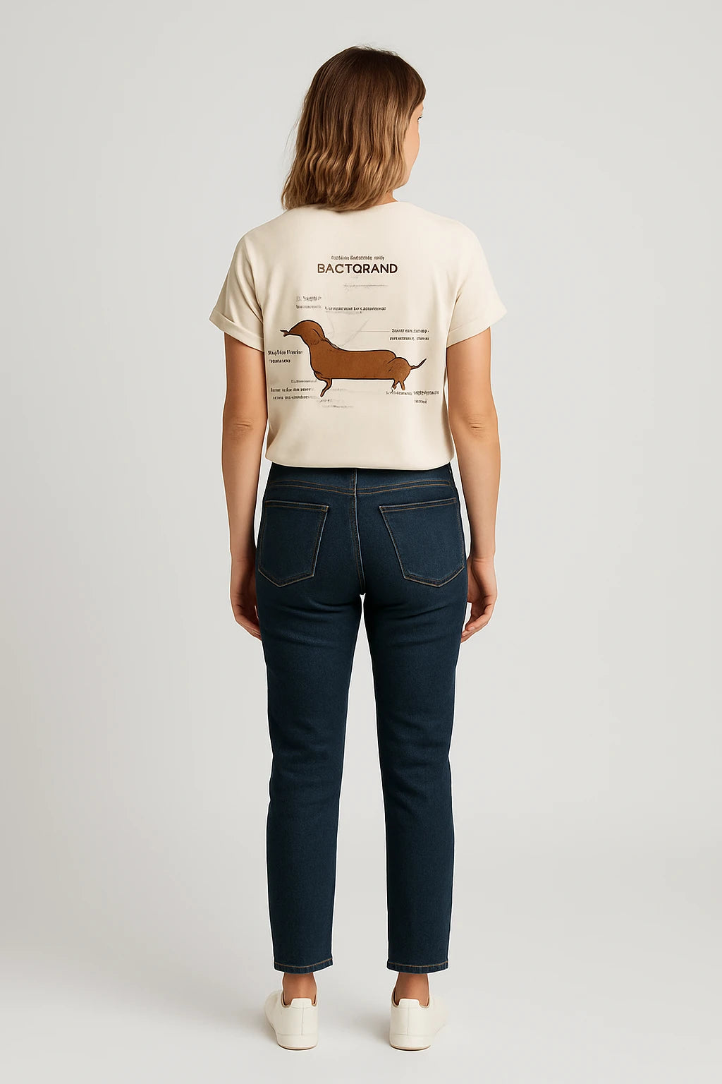Women Casual Graphic T-Shirt for Dog Lovers – Relaxed Fit with Playful Dachshund Design - Image 3